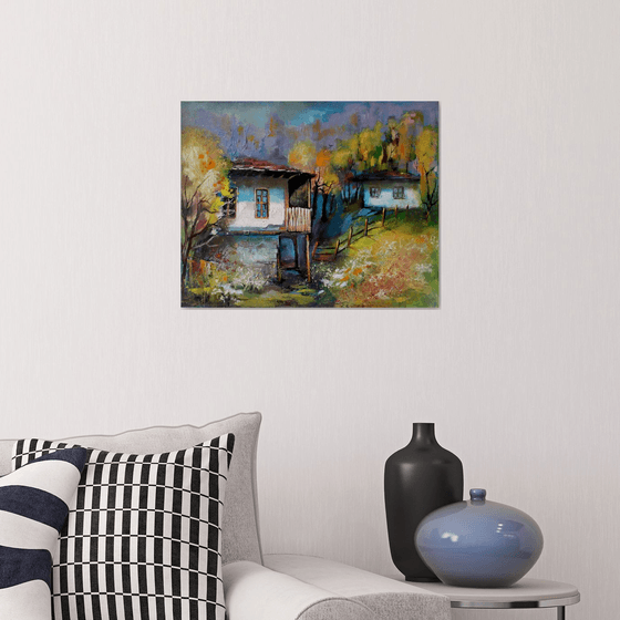 " Village house " - 50 x 40cm Original Oil Painting Landscape