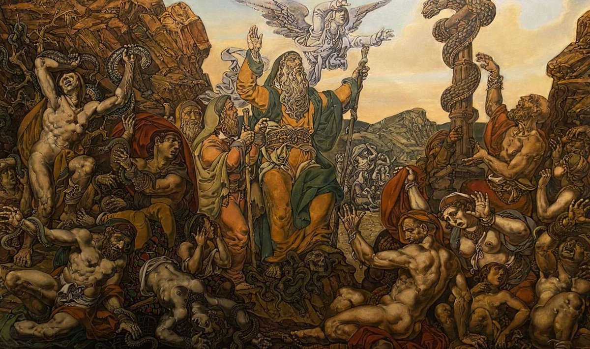 Surrealistic Oil Painting , Brazen Serpent By Oleg And Alexander Litvinov, 37 X 61, Artwork For Sale On Artfinder