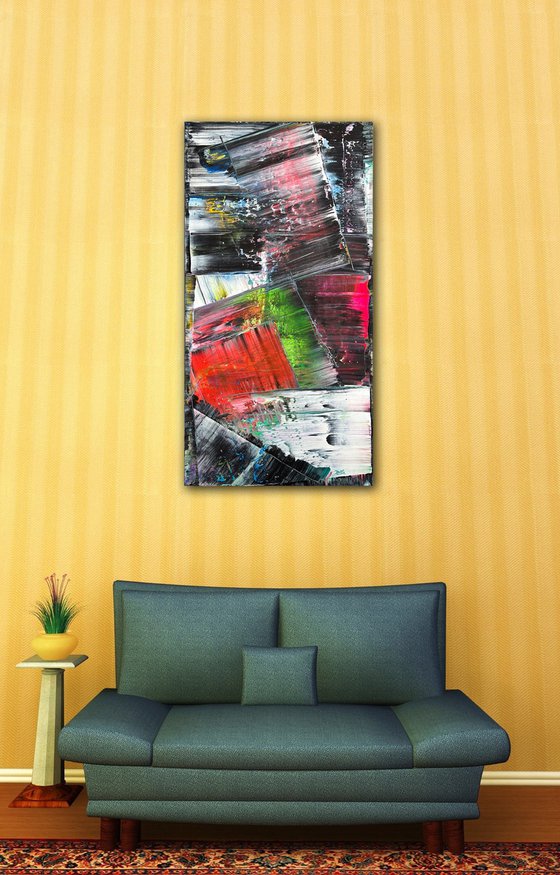 "Know When To Fold 'Em" - Original Large PMS Abstract Acrylic Painting On Canvas - 24" x 48"