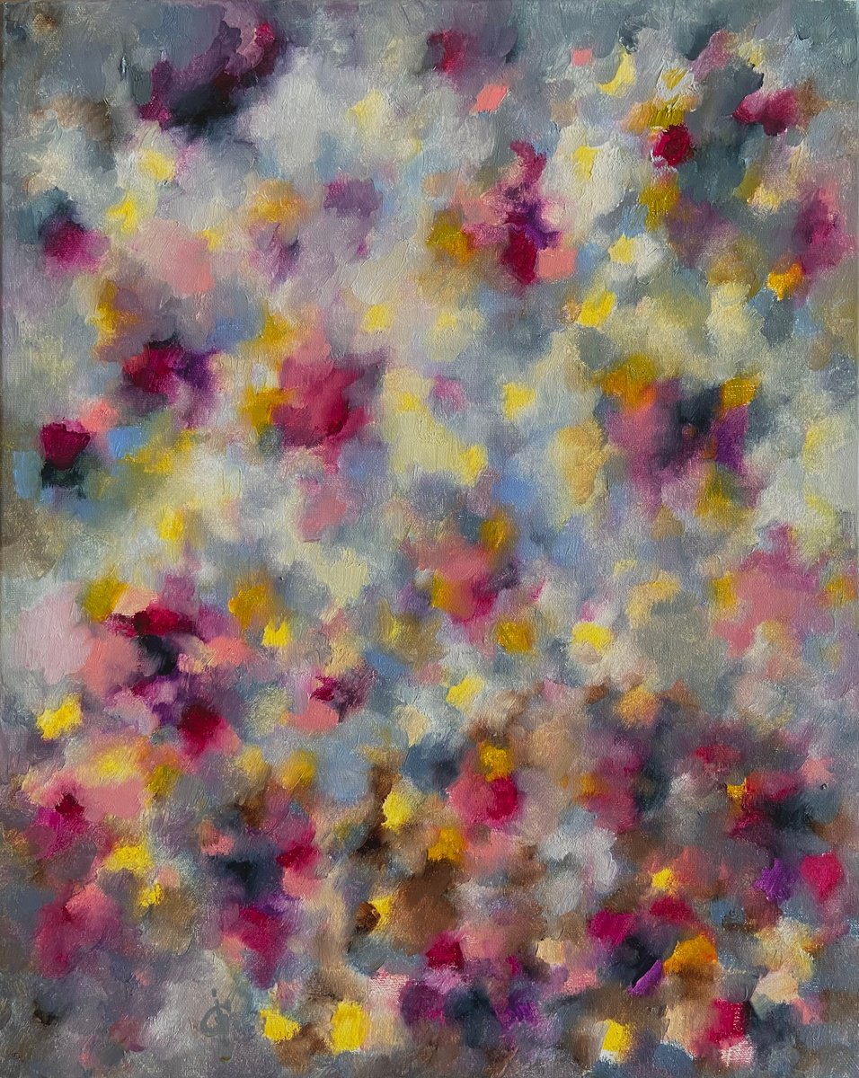 Abstract Oil Painting By Junija (Yuna) Galejeva, 16 X 20", Nostalgia, Original Artwork