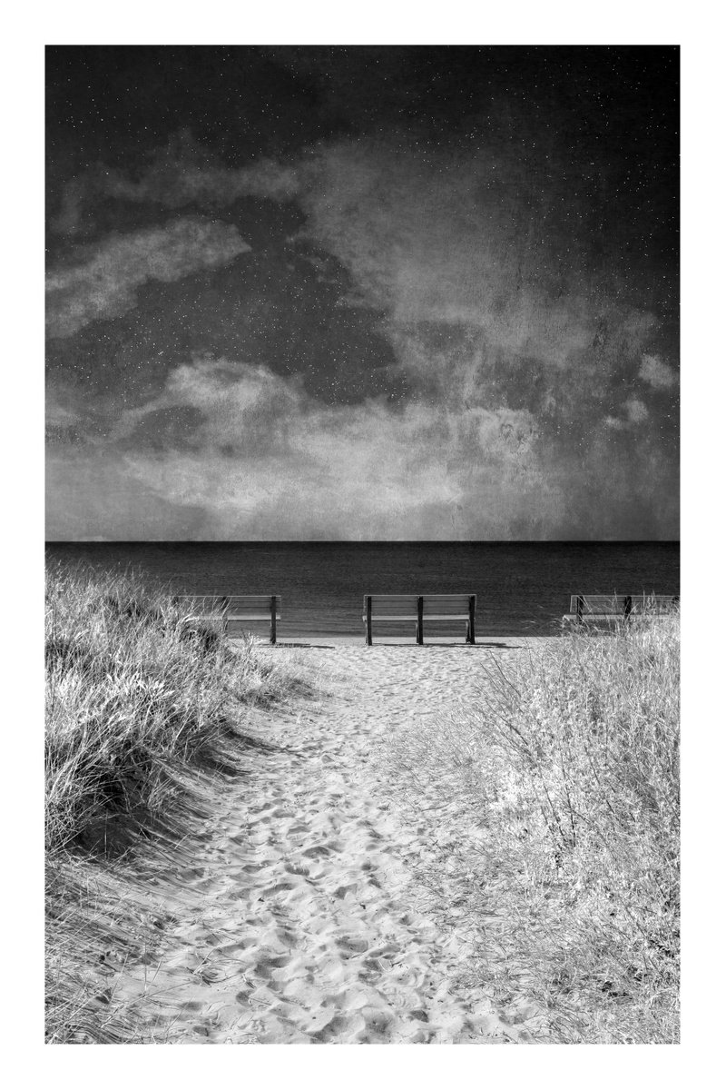 Landscape Photograph By Brooke T Ryan, 16 X 24, Benches By The Sea, No. 2, 16 X 24, Original Artwork