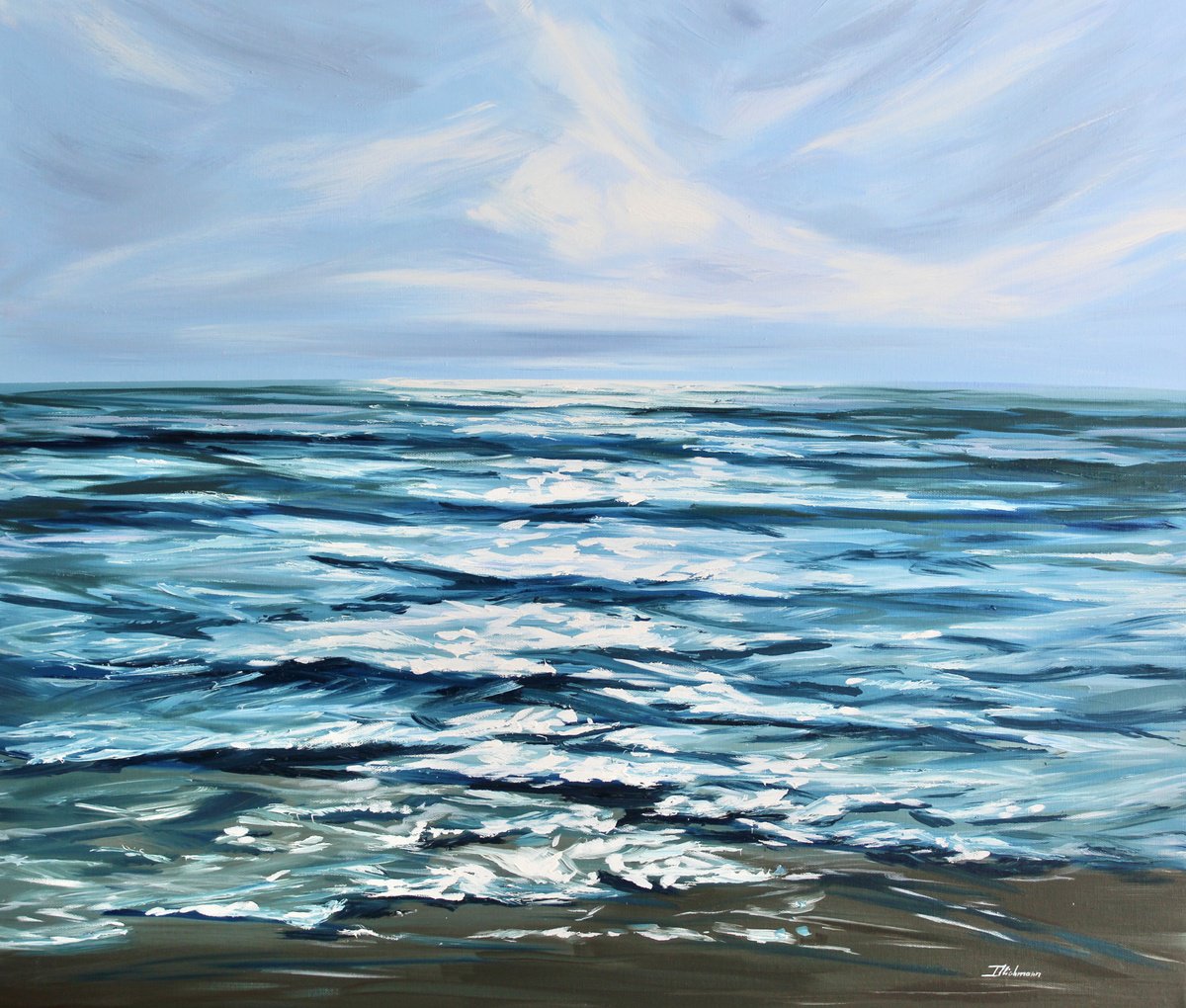 Impressionistic Landscape Oil Painting By Liza Illichmann, 28 X 24", Embrace, Original Artwork