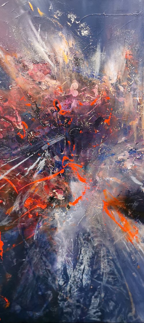 Large scale 120x120cm stunning enigmatic beautiful colors fantastic painting flying dreams by O KLOSKA by Kloska Ovidiu