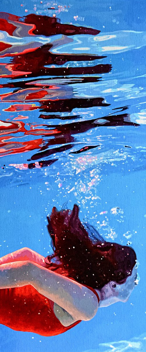 Glide - Underwater Painting by Abi Whitlock