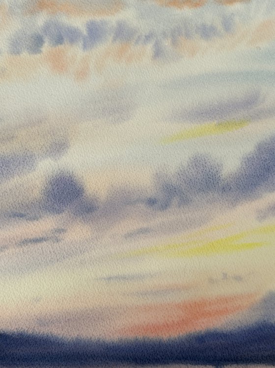 Pearly Sunset over Mountains