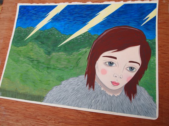 Lightning - Oil painting on paper