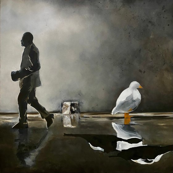 Men and bird 70X70 (2024)