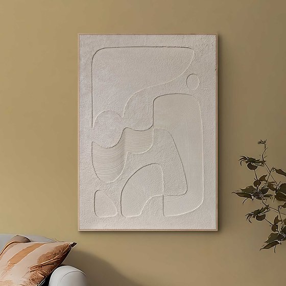 "Bay 4" Beige textured abstract art