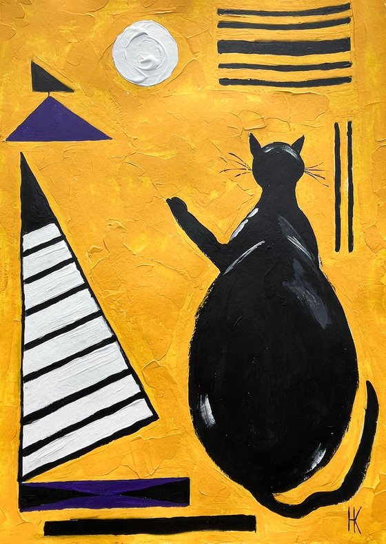 Kandinsky Cat Original Painting