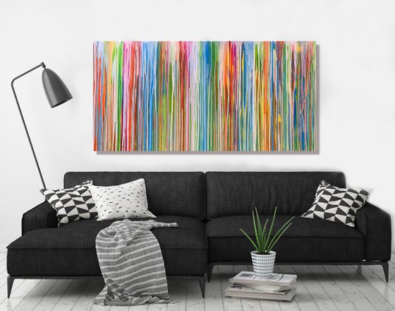 Where The Heart Is - LARGE,  STRIPED, MODERN, ABSTRACT ART – EXPRESSIONS OF ENERGY AND LIGHT. READY TO HANG!