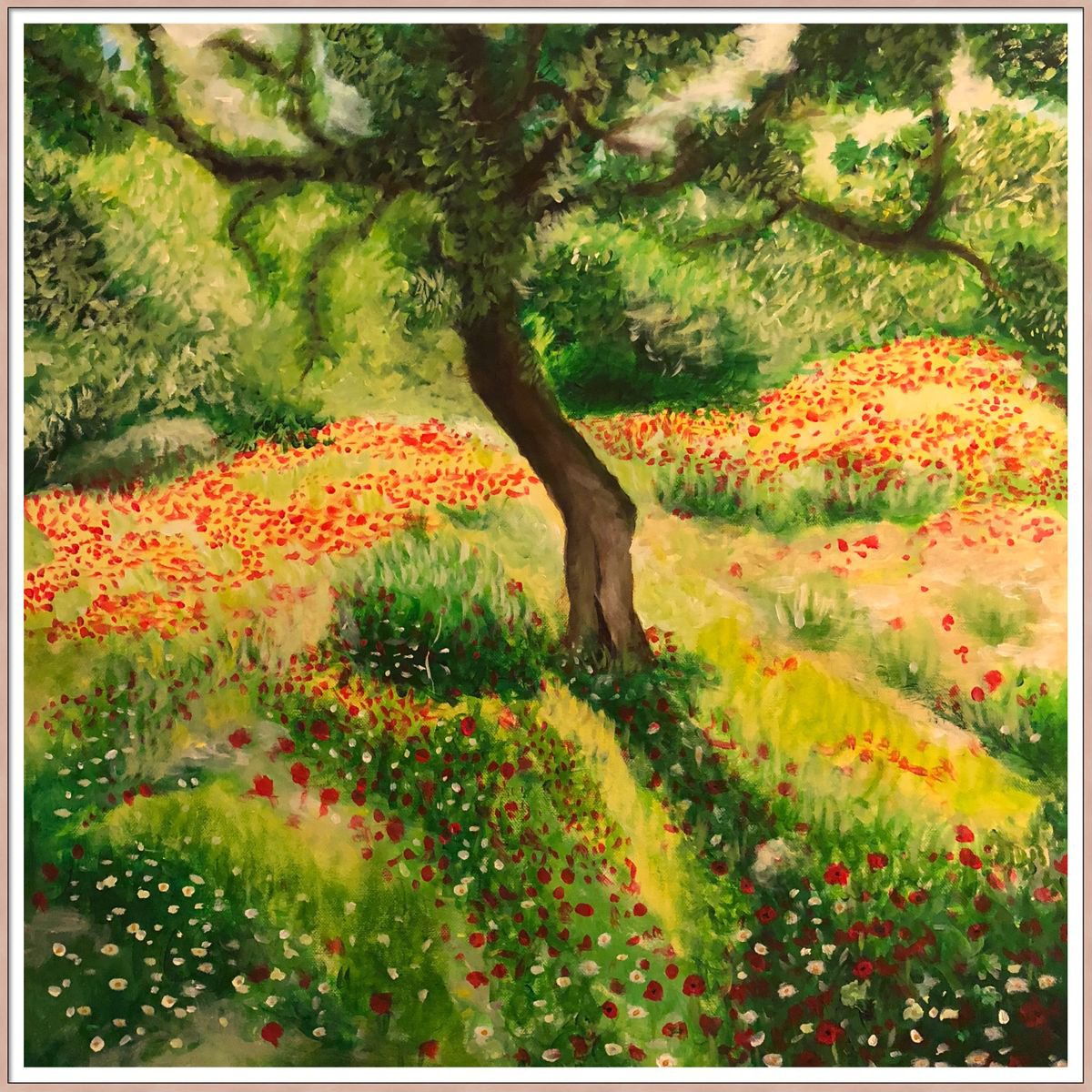  Wild Poppies And A Tree ???? By Shabs Beigh, 25 X 25, Artwork For Sale On Artfinder