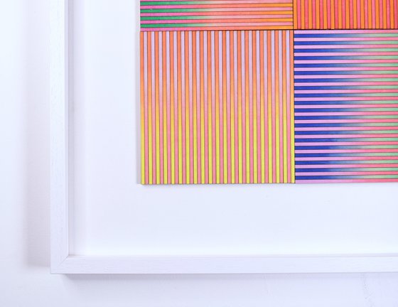 Nine Panel Fine Stripe Wood Collage Painting