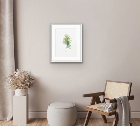 Fern leaf. Original watercolor artwork.