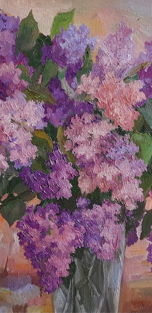 Lilac bouquet- Original  oil painting (2021) by Svetlana Norel