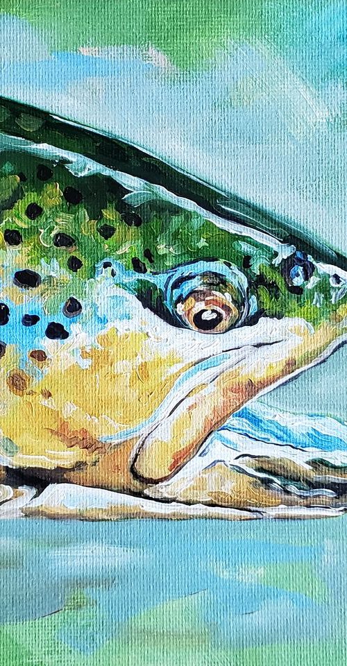 Wildlife - Trout Study by Katrina Case