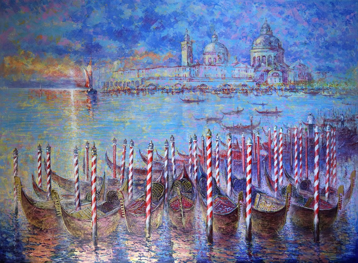  Golden Gondolas Of The Venice Carnival By Rakhmet Redzhepov, 79 X 57, Artwork For Sale On Artfinder