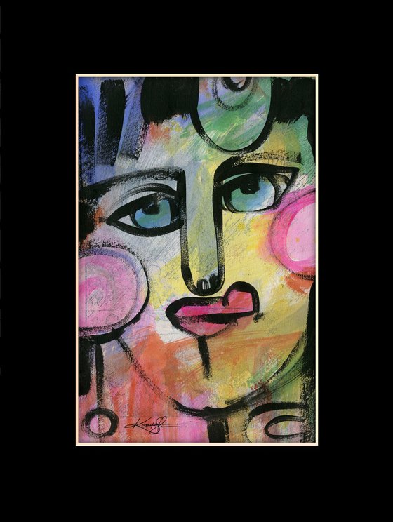 Funky Face Collection 7 - 3 Mixed Media Collage Paintings by Kathy Morton Stanion