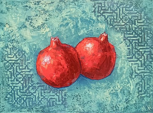 Pomegranates: A Textured Contrast by Hasmik Mamikonyan