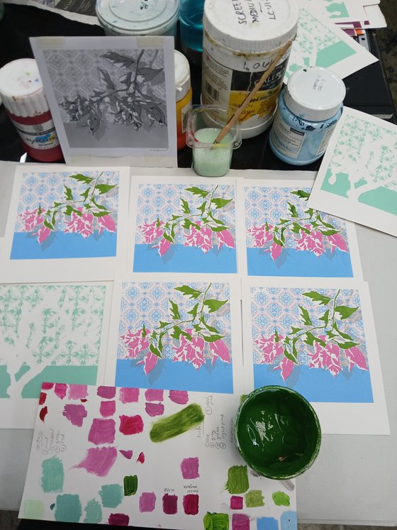 Bougainvillea with tiles