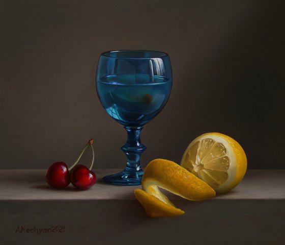 Lemon with a glass