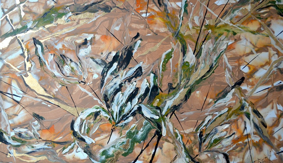 Impressionistic Botanical Acrylic Painting By Tetiana Hutsul, 61 X 38", Celebrating Life