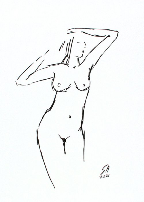 Nude Sketch 21.03 /  ORIGINAL PAINTING by Salana Art Gallery