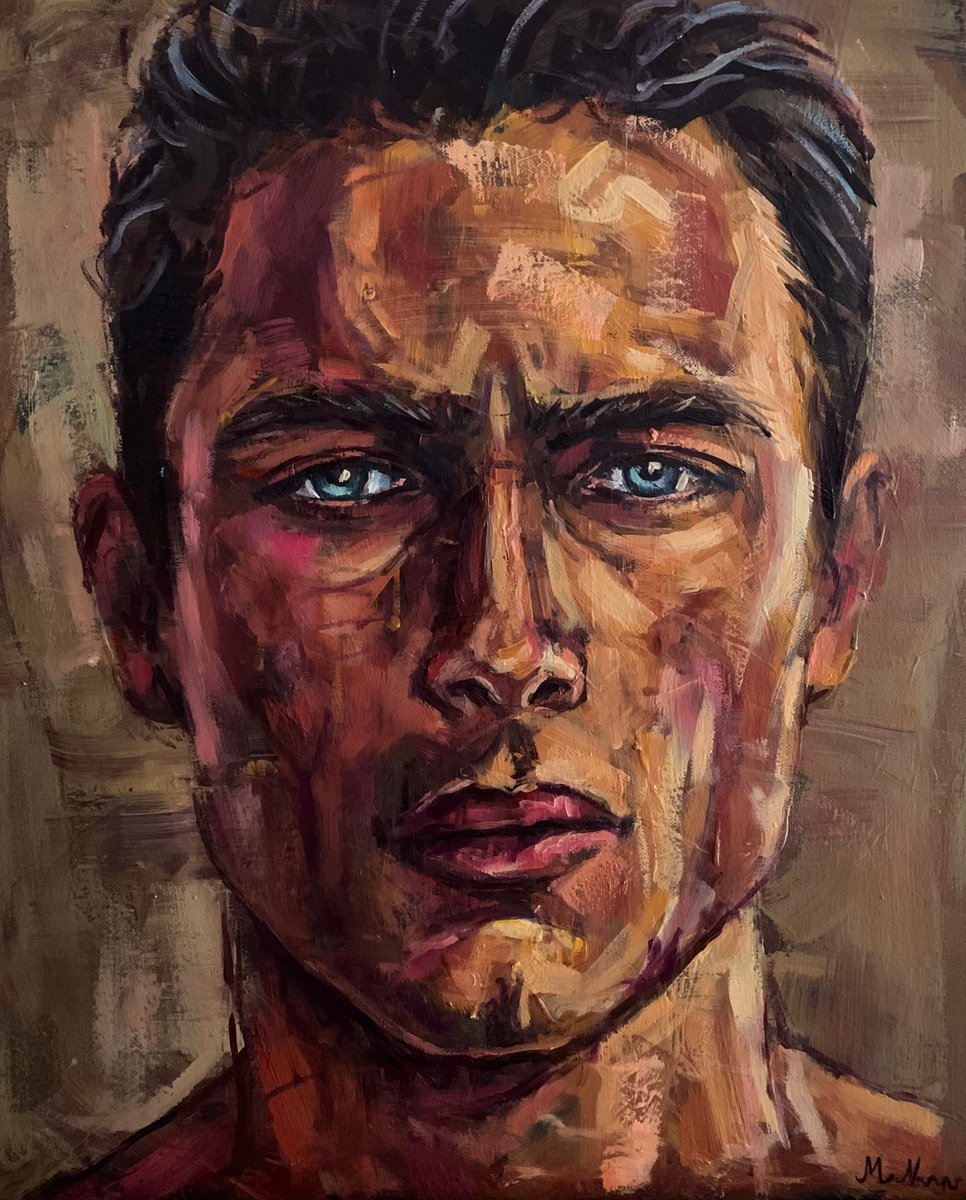 Man face portrait painting by Emmanouil Nanouris