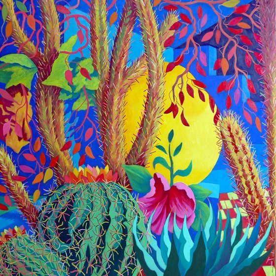YELLOW POT AND CACTI - MAJORELLE GARDENS
