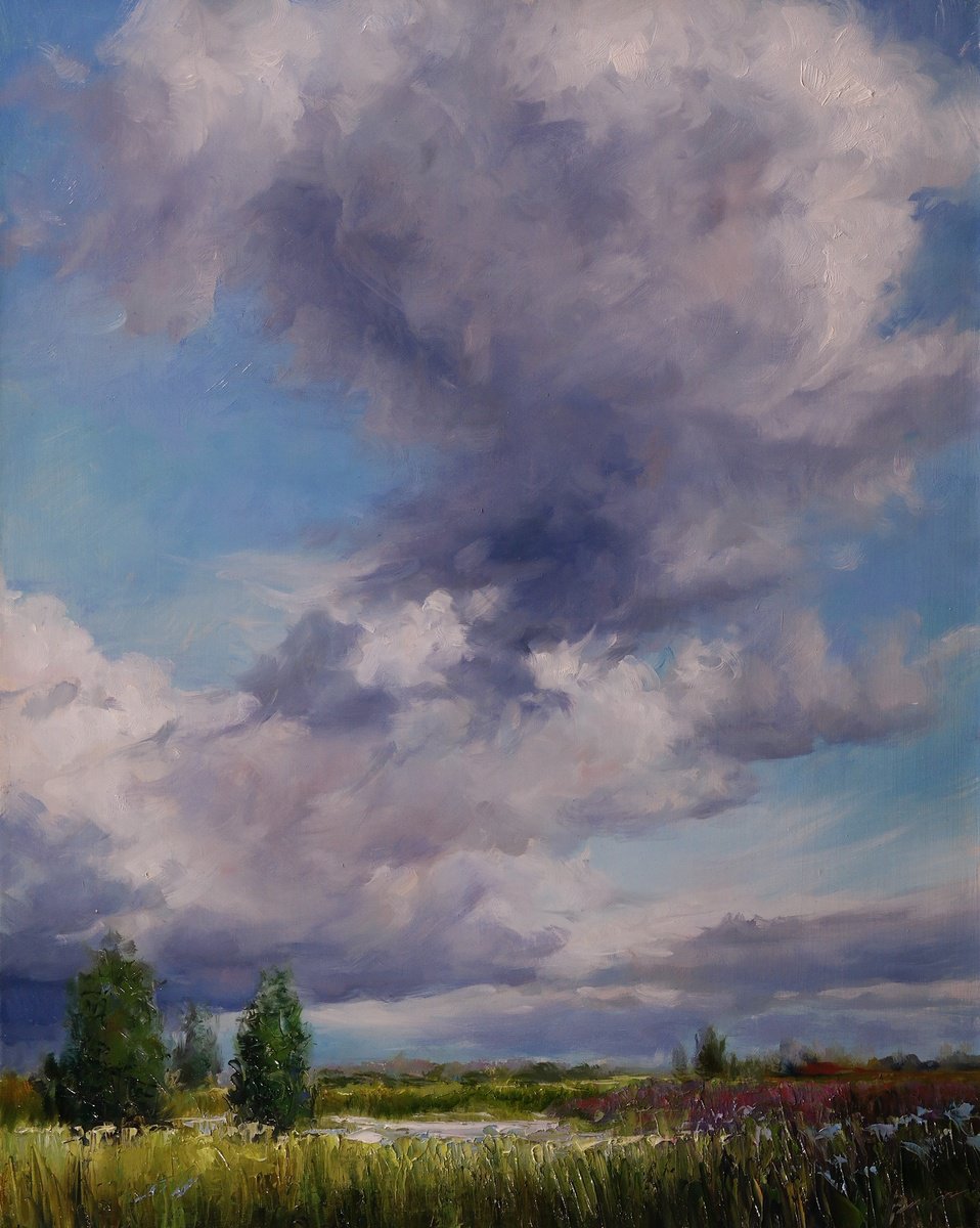 Impressionistic Landscape Oil Painting By Gennady Vylusk, 16 X 20, Summer Landscape, Original Artwork