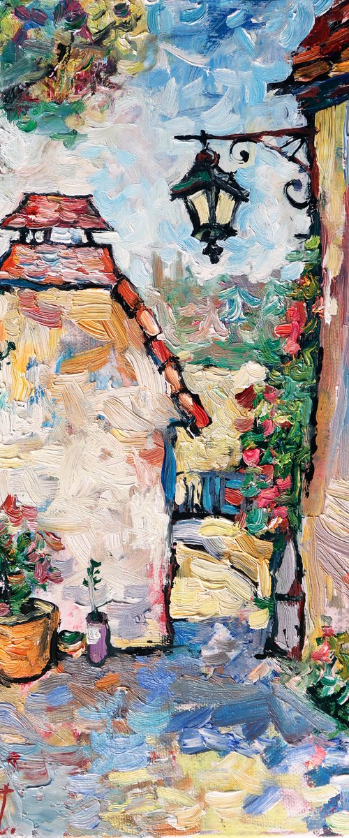 Street in Loubressac. by Nikifor Swiristuhin
