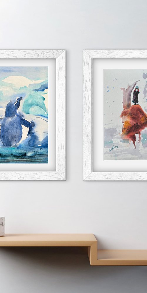 Birds: Penguin and Pheasant by Alla Semenova