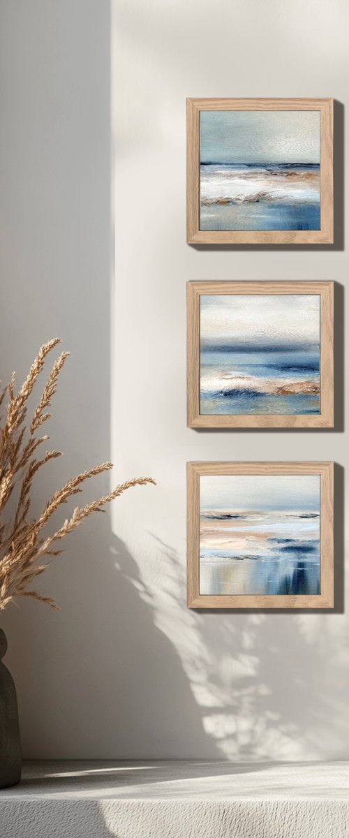 Three seas, set of 3 paintings by Alena Post