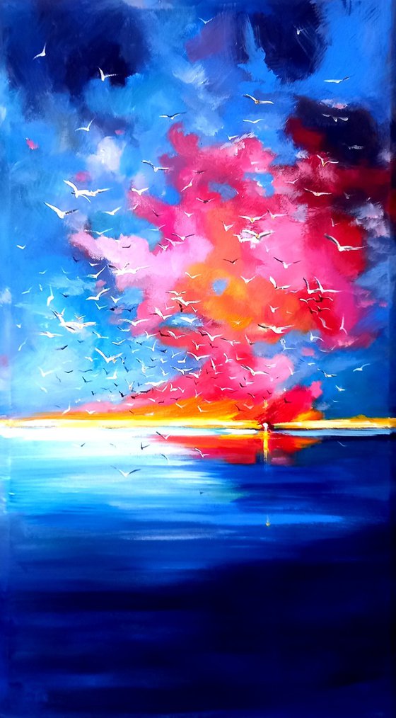 Sunset with birds