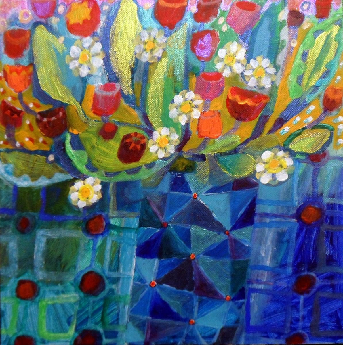 The Blue Mosaic Vase by Imogen Skelley Artfinder