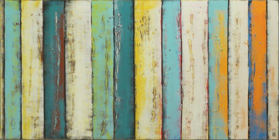 XL Painting - 70.8x35.4"- 180x90cm - Original Yellow Panels - Ronald Hunter - 31S