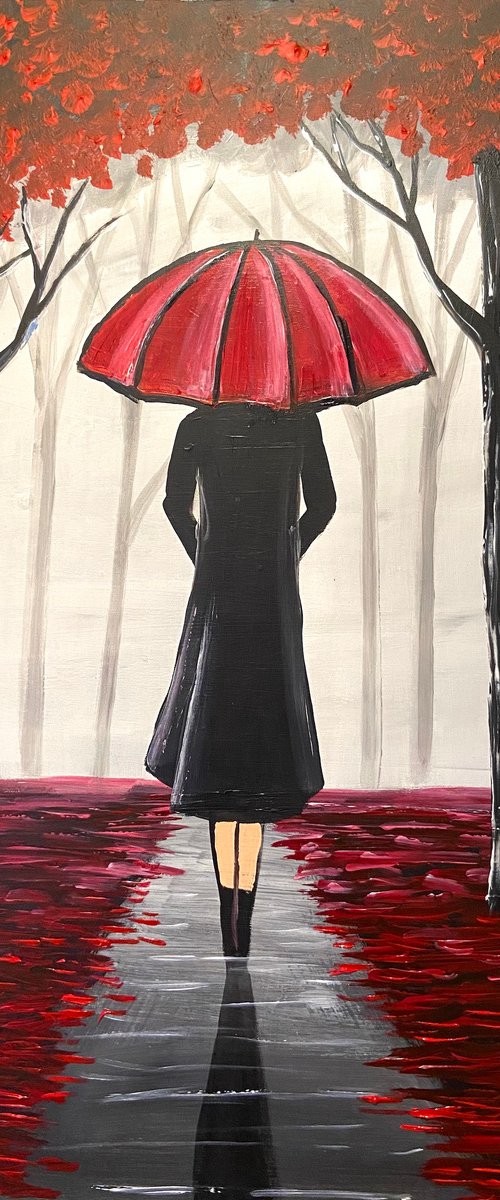 Red Umbrella Lady 2 by Aisha Haider