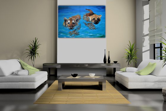 Reserved painting, Floating tigers