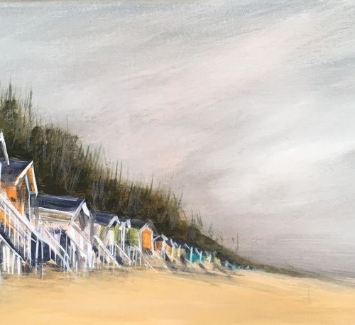 Beach huts at Wells next the sea by Amanda Lakin Art
