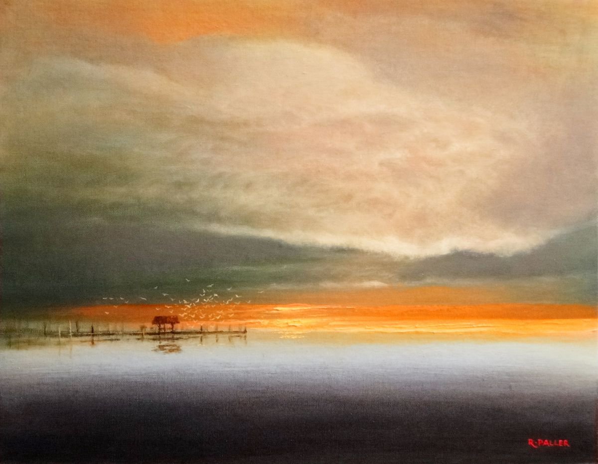 Landscape Oil Painting By Rick Paller, 18 X 14", Gulf Of Mexico, Original Artwork