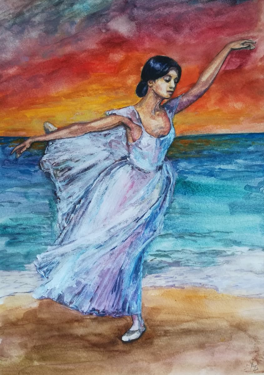 Seascape with Ballerina by Anastasia Zabrodina