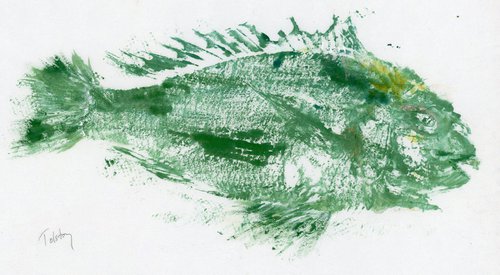 Gyotaku Green Fish by Alex Tolstoy