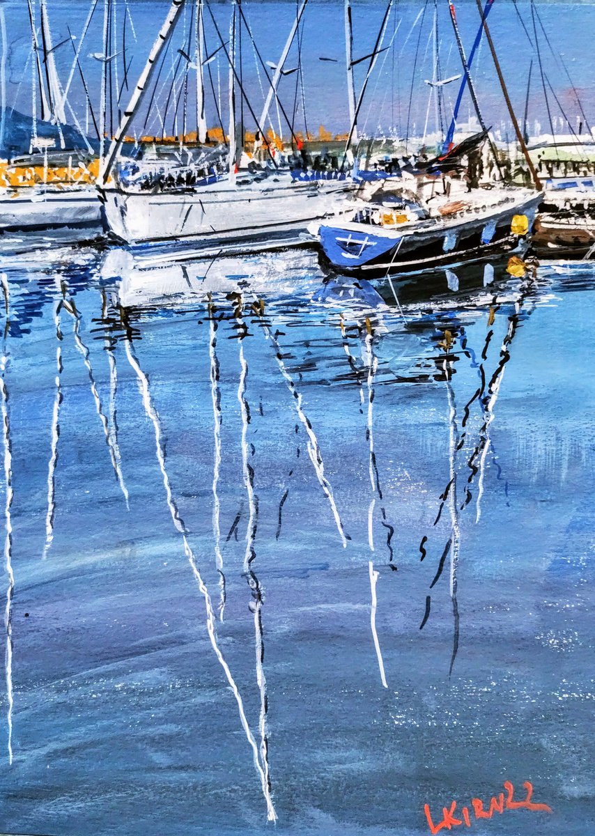 Impressionistic Landscape Painting By Leonid Kirnus, 8 X 11", Reflections, Original Artwork