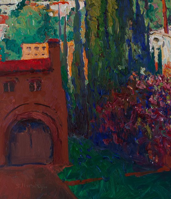 Evening and Cypresses