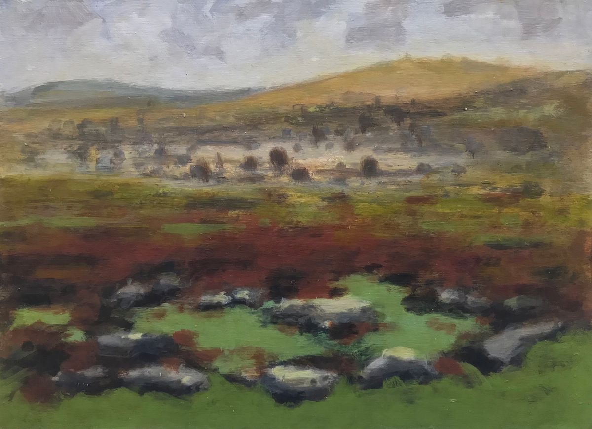 Impressionistic Landscape Acrylic Painting By Hugo Lines, 11 X 8, Dartmoor - No15, Original Artwork