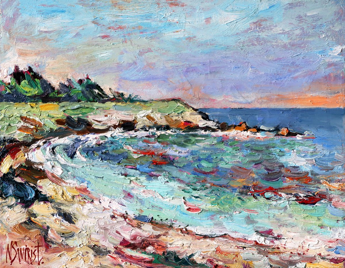 Impressionistic Landscape Painting By Nikifor Swiristuhin, 14 X 11", Bretagne., Original Artwork
