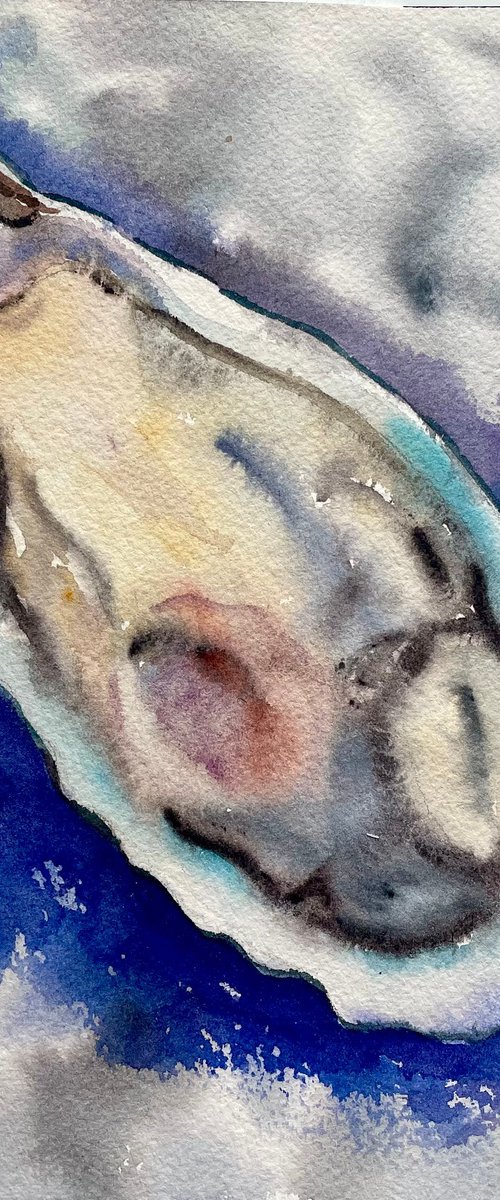 Oyster Watercolor Painting by Kate Grishakova