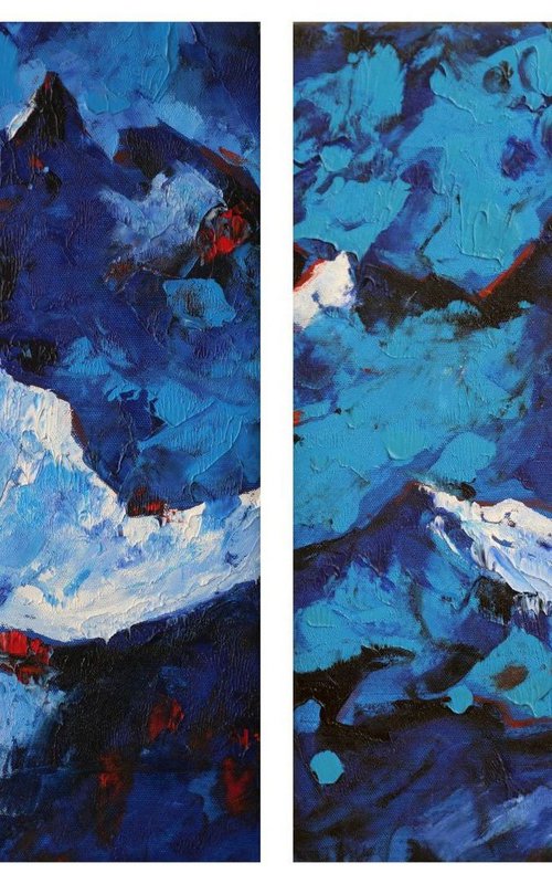 Frozen Peaks - Diptych by Alfia Koral