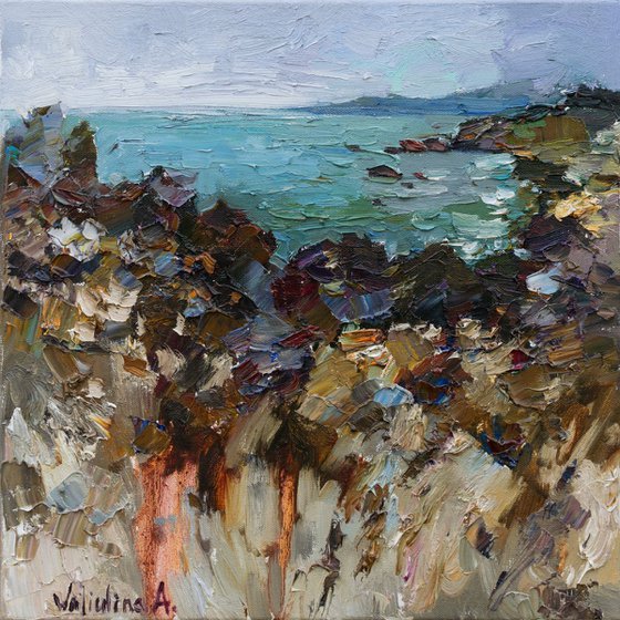 Wild rocky coast - Original oil seascape painting