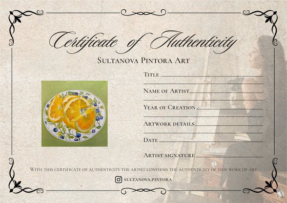 “Orange rhythm on a blue surface”