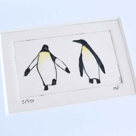 Small framed two penguins